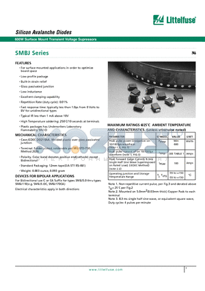 SMBJ64A datasheet - Silicon Avalanche Diodes - 600W Surface Mount Transient Voltage Supressors