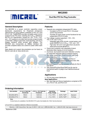 MIC2593-2YTQ datasheet - Dual-Slot PCI Hot Plug Controller