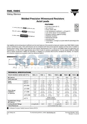 RMB1.5 datasheet - Molded Precision Wirewound Resistors Axial Leads