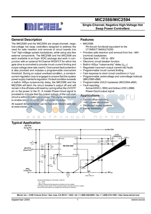 MIC2594-1YM datasheet - Single-Channel, Negative High-Voltage Hot Swap Power Controllers