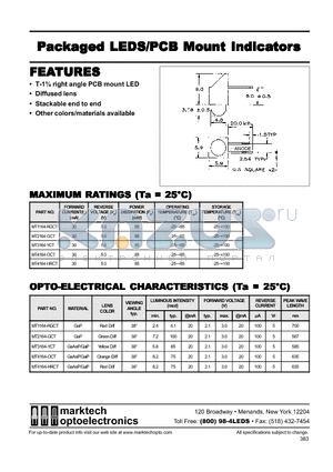 MT2164-GCT datasheet - Marktech RT Angle Std. Single PCB MT 5mm