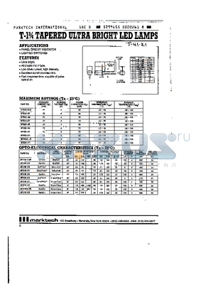 MT220-UR datasheet - T-1 3/4 TAPERED ULTRA BRIGHT LED LAMPS