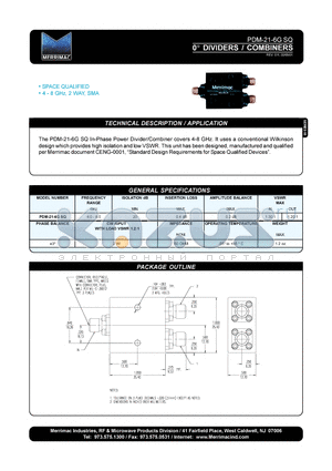 PDM-21-6GSQ datasheet - 0 DIVIDERS/COMBINERS