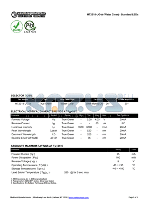 MT2318-UG-A datasheet - Standard LEDs