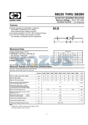 SB230 datasheet - SCHOTTKY BARRIER RECTIFIER