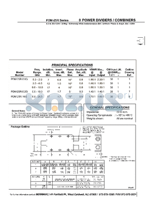 PDM-25R-8.8G datasheet - 0 POWER DIVIDERS/COMBINERS
