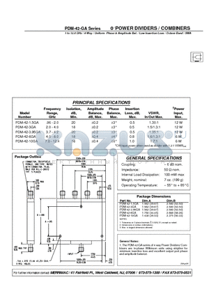 PDM-42-3GA datasheet - 0 POWER DIVIDERS / COMBINERS