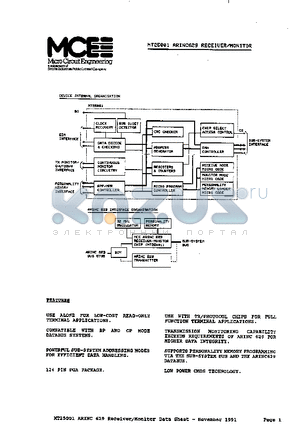 MT25001 datasheet - ARINC629 RECEIVER/MONITOR