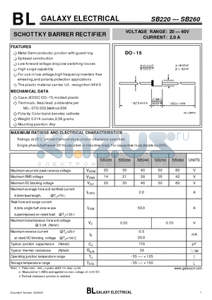 SB240 datasheet - SCHOTTKY BARRIER RECTIFIER