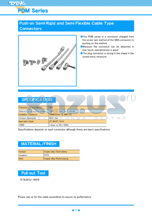PDM-LP-141-SO datasheet - Push-on Semi-Rigid and Semi-Flexible Cable Type Connectors