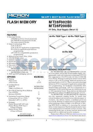 MT28F002B3 datasheet - FLASH MEMORY