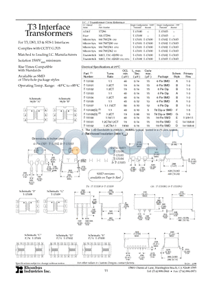 T-13109 datasheet - T3 Interface Transformers