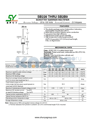 SB240 datasheet - SCHOTTKY BARRIER RECTIFIER