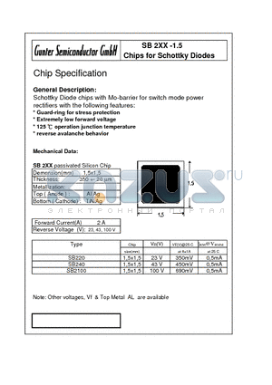 SB240-1.5 datasheet - Chips for Schottky Diodes