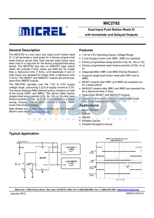 MIC2782CMYCS datasheet - Dual-Input Push Button Reset IC with Immediate and Delayed Outputs