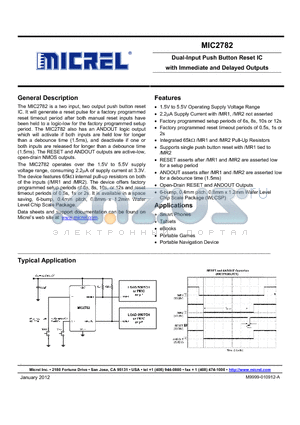 MIC2782CRYCS datasheet - Dual-Input Push Button Reset IC with Immediate and Delayed Outputs