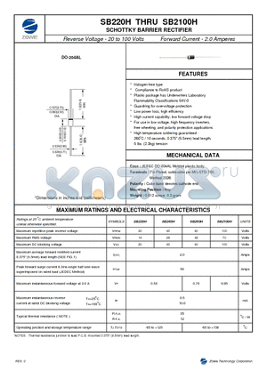 SB240H datasheet - SCHOTTKY BARRIER RECTIFIER