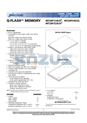 MT28F128J3 datasheet - Q-FLASHTM MEMORY