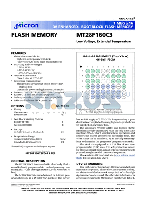 MT28F160C3 datasheet - FLASH MEMORY