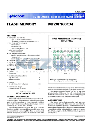 MT28F160C34 datasheet - FLASH MEMORY