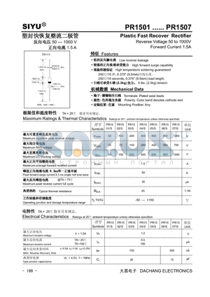 PR1505/S datasheet - Plastic Fast Recover Rectifier