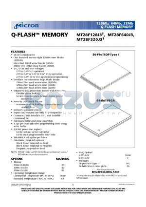 MT28F640J3RG-15ET datasheet - Q-FLASHTM MEMORY