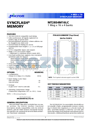 MT28S4M16LC datasheet - SYNCFLASH MEMORY
