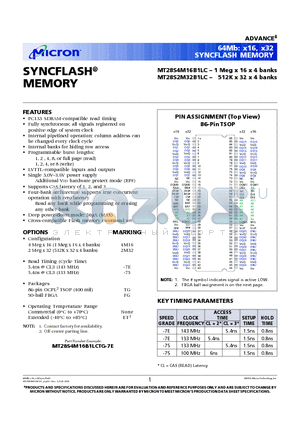 MT28S2M32B1LC datasheet - SYNCFLASH MEMORY