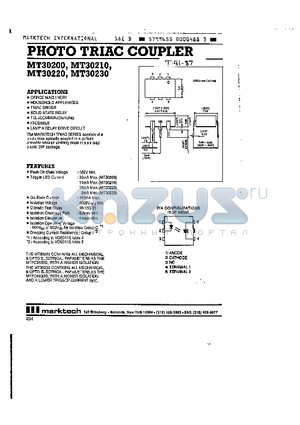 MT30230 datasheet - PHOTO TRIAC COUPLER