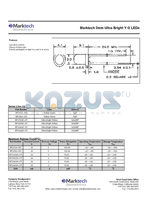 MT3103A-UY datasheet - Marktech 3mm Ultra Bright Y G LEDs