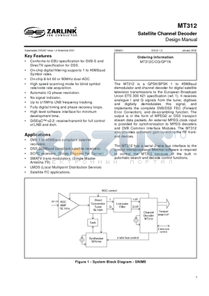 MT312C/CG datasheet - Satellite Channel Decoder