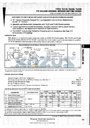 TIL34B datasheet - P-N GALLIUM ARSENIDE INFRARED-EMITTING DIODES