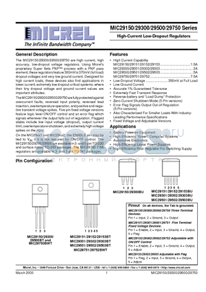 MIC29150-12BT datasheet - High-Current Low-Dropout Regulators