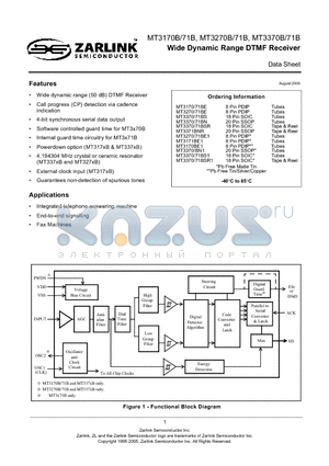 MT3271BE1 datasheet - Wide Dynamic Range DTMF Receiver