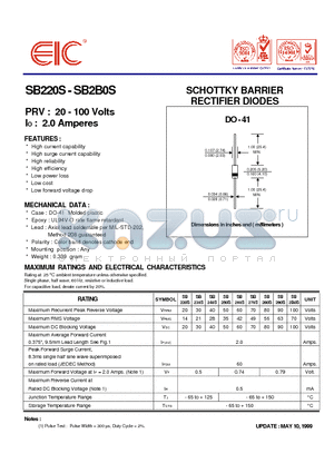 SB270S datasheet - SCHOTTKY BARRIER RECTIFIER DIODES