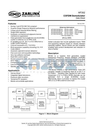 MT352/CG datasheet - COFDM Demodulator