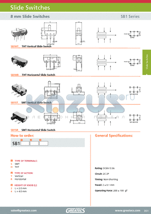 SB2ST4 datasheet - 8 mm Slide Switches