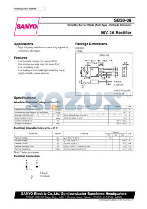 SB30-09 datasheet - 90V, 3A Rectifier