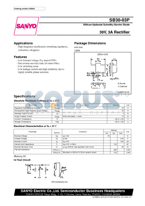 SB30-03P datasheet - 30V, 3A Rectifier