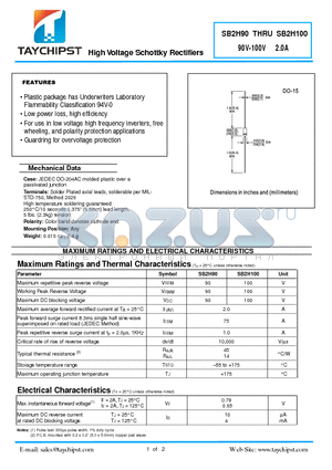 SB2H100 datasheet - High Voltage Schottky Rectifiers