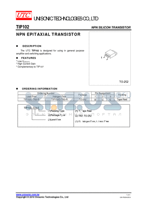 TIP102G-TN3-R datasheet - NPN EPITAXIAL TRANSISTOR