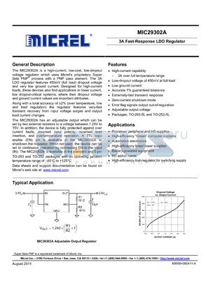 MIC29302A datasheet - 3A Fast-Response LDO Regulator