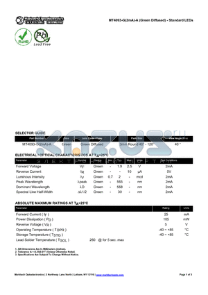 MT4093-G-A datasheet - Standard LEDs