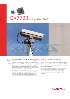 OV07720-VL1A datasheet - high-performance, all-digital security camera solution