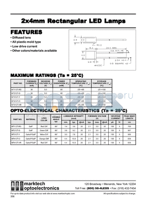 MT412T-HR datasheet - 2x4mm Rectangular LED Lamps