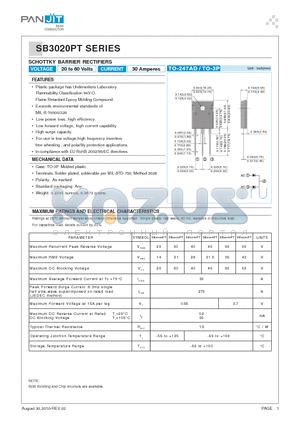 SB3060PT datasheet - SCHOTTKY BARRIER RECTIFIERS