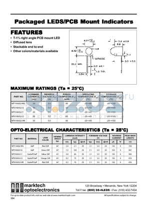 MT4164S2-O datasheet - Packaged LEDS/PCB Mount Indicators