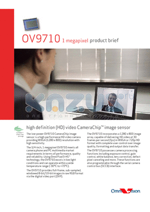 OV09710-C28A datasheet - high definition (HD) video CameraChip image sensor