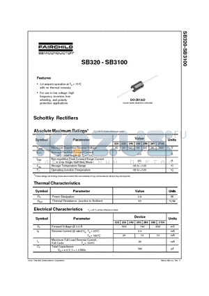 SB3100 datasheet - Schottky Rectifiers