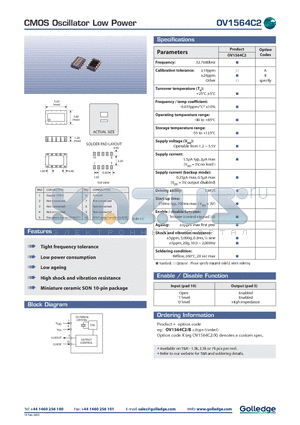 OV1564C2 datasheet - CMOS Oscillator Low Power